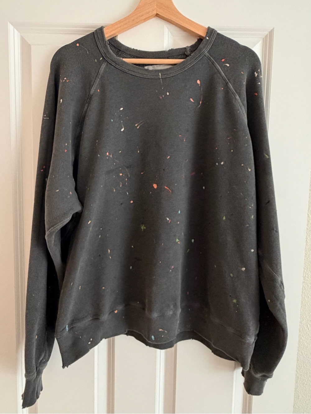 THE GREAT. Paint Splatter The College Sweatshirt Crewneck Pullover Gray Sz 3/L